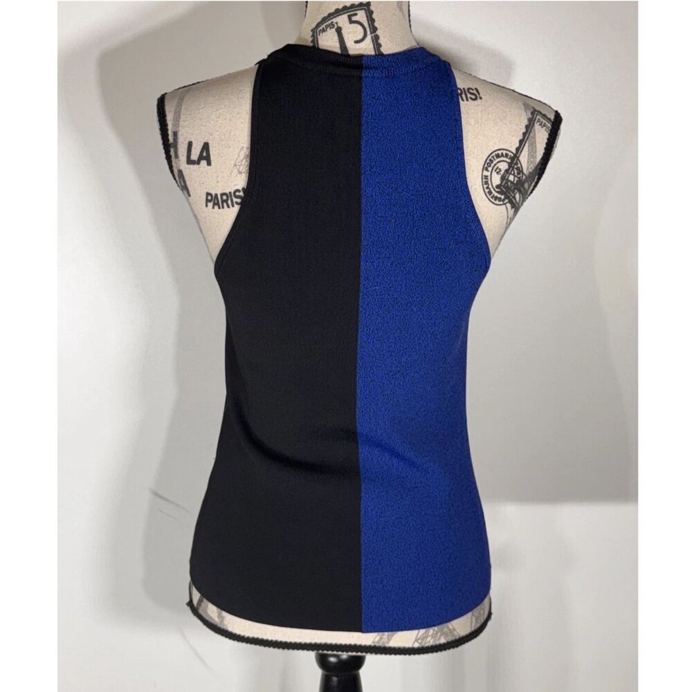 ALEXANDER WANG Sleeveless Color Blocked Royal Blue & Black Knit Top, Large - Picture 4 of 7